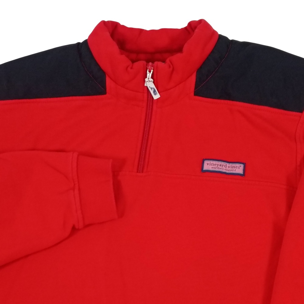 Vineyard Vines Mens XL Red Shep Shirt Quarter Zip Pullover Cotton 6K0483 Martha